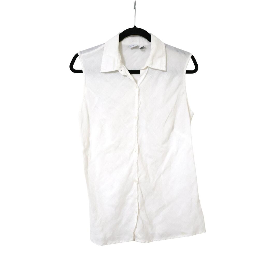 Vintage Gap White Linen Sleeveless Blouse S Coastal Minimalist Beach